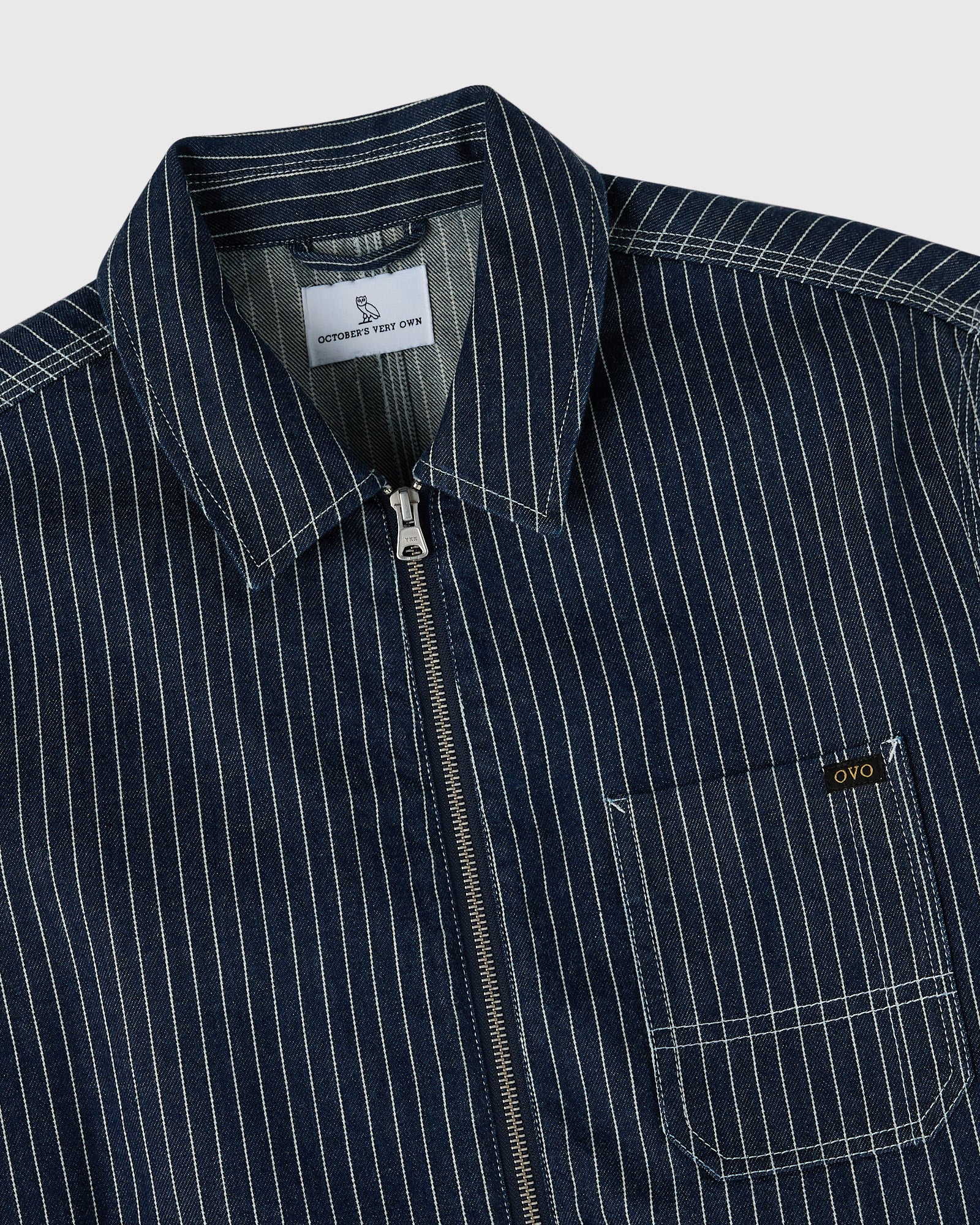 Pinstripe Overshirt - Washed Indigo - Image 4